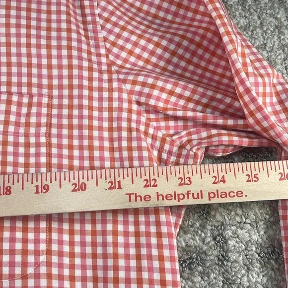 Peter Millar Cotton Long‎ Sleeve Button Down Shirt Gingham Orange Pink - Picture 6 of 9
